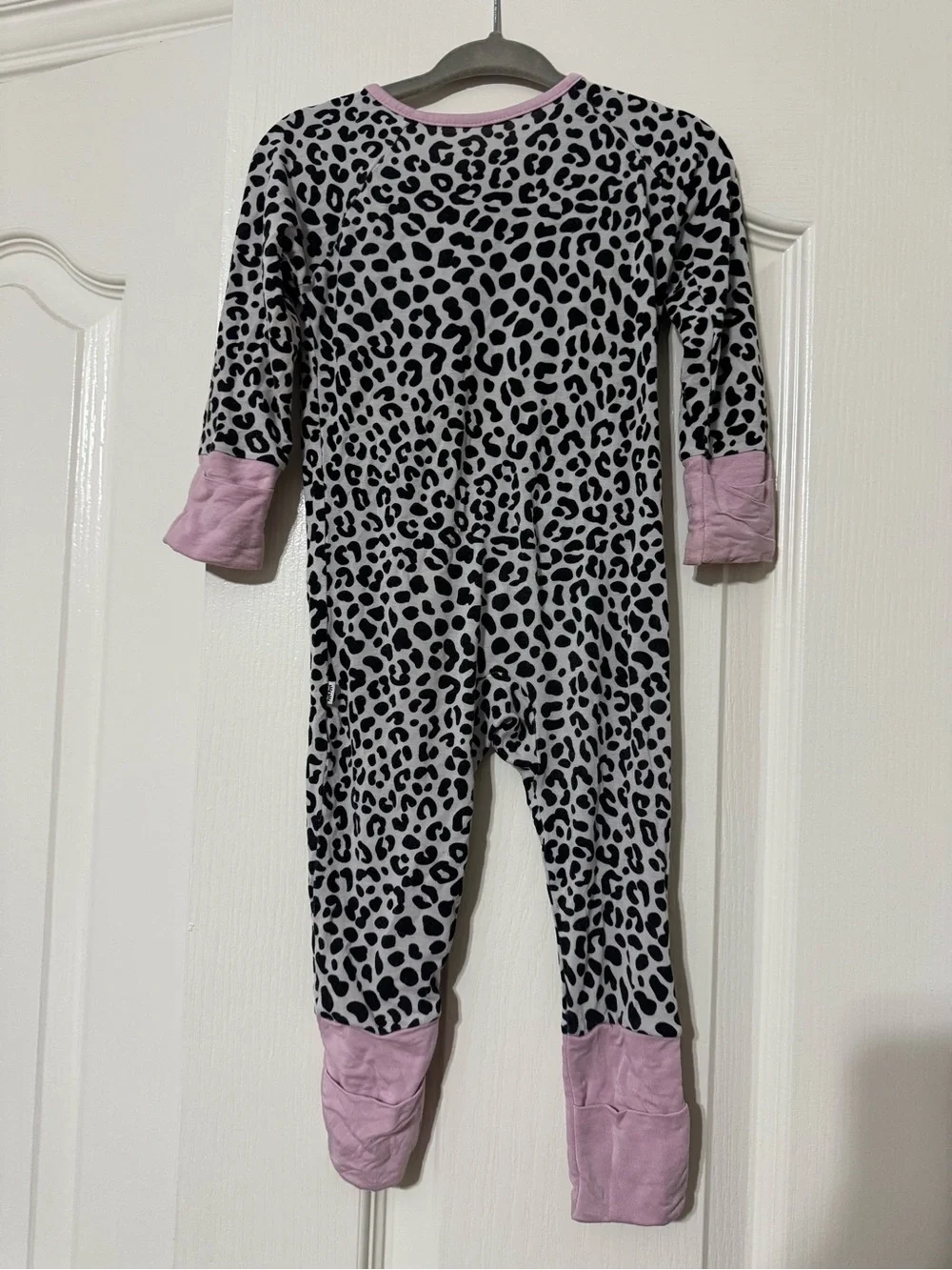 Little Sleepies Black & Pink Leopard Print Zip Footie